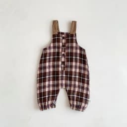 image-Trendy Kids Plaid Overalls - Green, Unisex, Fall 2023, 90cm