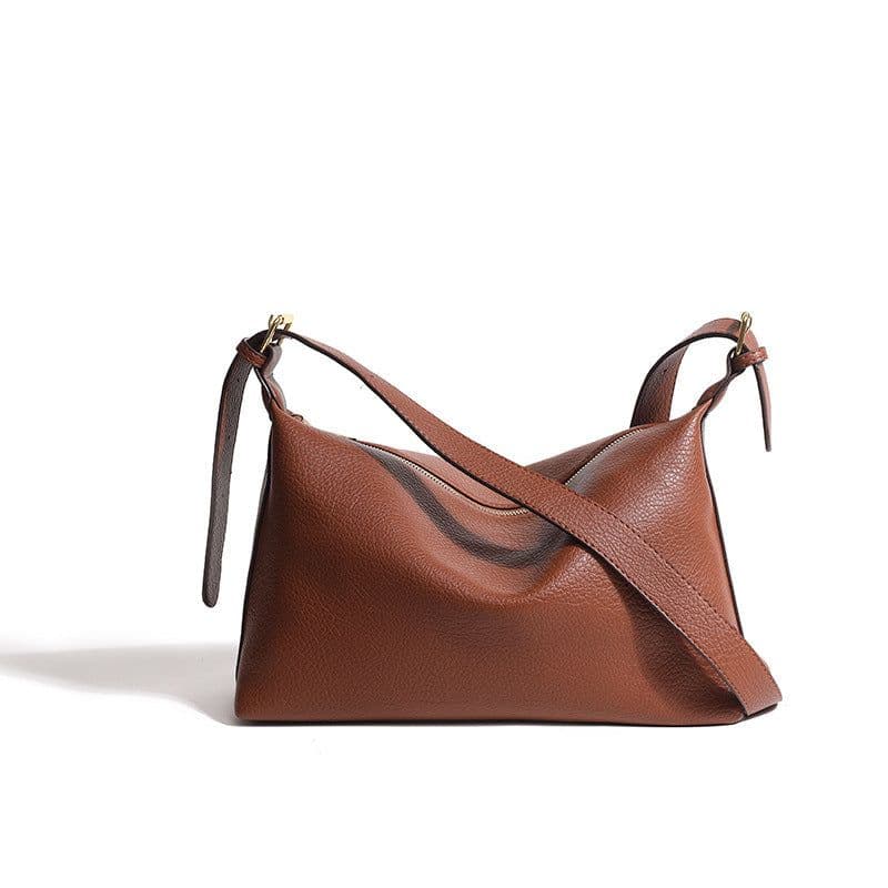 image-Self-operated Large Capacity Crossbody Bag - Dark Brown PU 2023