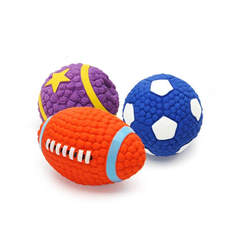 image-EETOYS Latex Rugby Tennis Dog Toy - Melon Large Sound Ball Pet