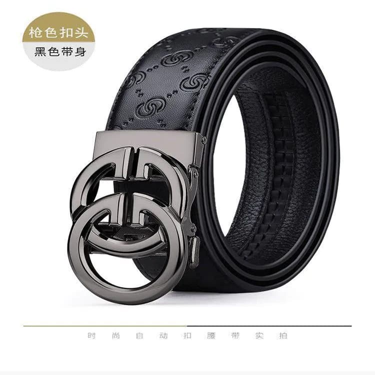 image-Men's Leather Belt Automatic Buckle Business - Brown