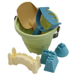 image-Beach Toy Bucket 6-Piece Set Blue Sand Castles - Water Fun Digging