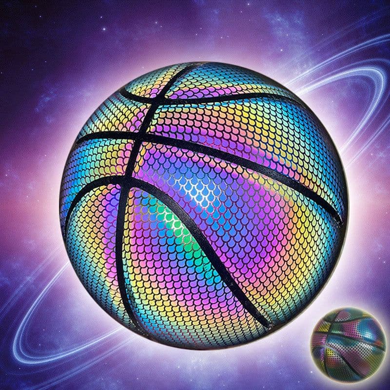 image-Reflective Basketball Shoes - Outdoor/Indoor Wear-Resistant PU Cool Glow Vibrato Adults