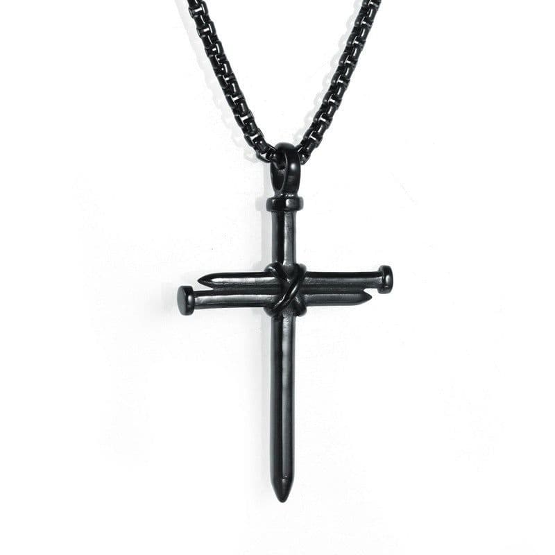 image-Alloy Cross Pendant Necklace - Gun Black Unisex
