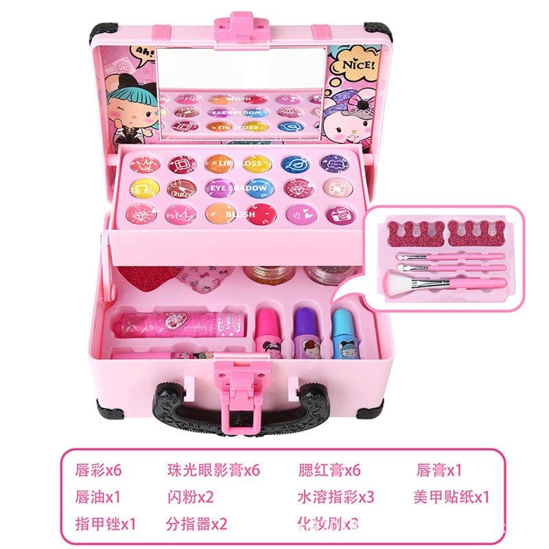 image-Kids Makeup Toy Suitcase - Princess Makeup Set for Girls 7-14 Years Old - Birthday Gift