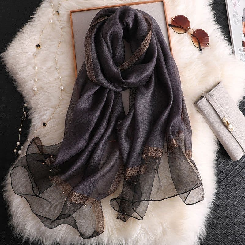 image-Beach Sunscreen Beading Scarf - Women 65*185cm, Thin Wool Blend Shawl (65 characters)
