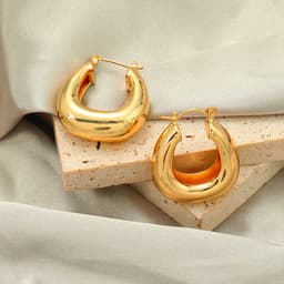 image-Copper Earrings Geometric Silver Plated Women's