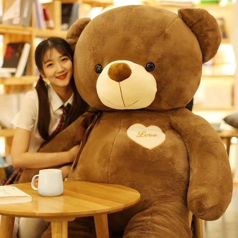 image-Oversized Plush Teddy Bear - Chocolate Ribbon 60cm