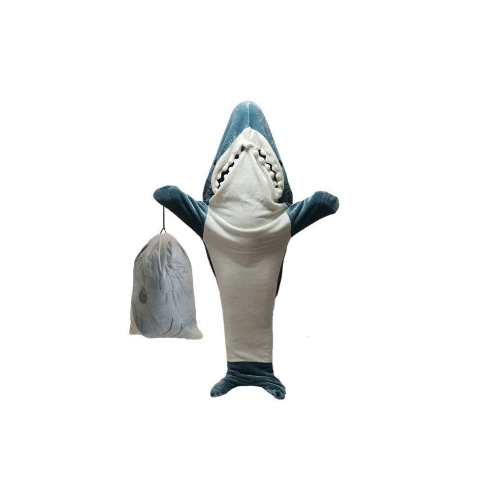 image-Shark Flannel Sleeping Bag Pajamas - Sea Blue XL
