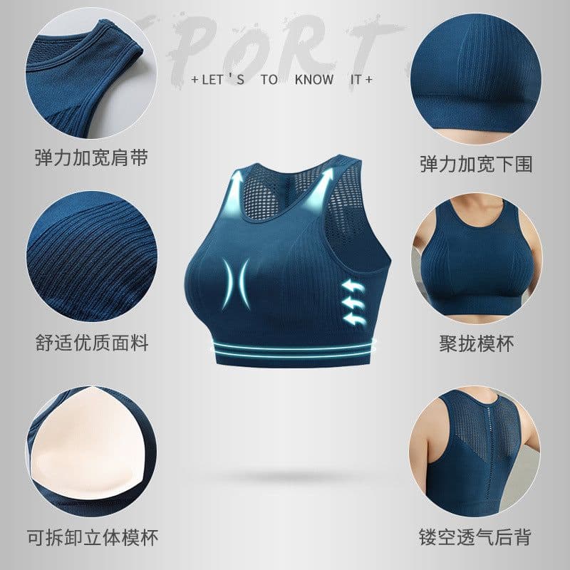 image-Womens Padded Shockproof Nylon Strap Sports Bra For Yoga And Running