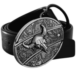 image-Men's Belt Knife - Trendy PU Leather, Alloy Buckle, 130cm