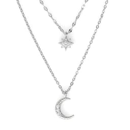 image-Qibao S925 Silver Star Moon Necklace for Women - 41-50cm
