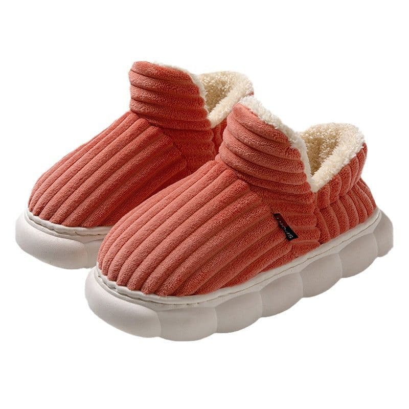 image-Winter Plush Cotton Slippers, Brown, Unisex, 44-45, 3CM Flat Heel