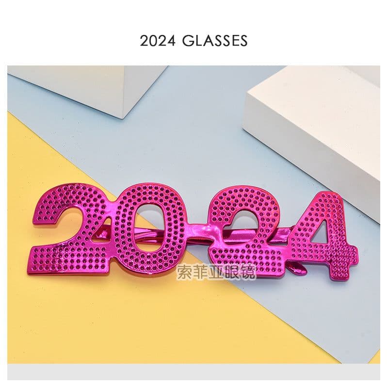 image-2024 Digital Glasses Cross-border New Year's Eve Party Decoration Christmas Glasses Digital Funny Sunglasses