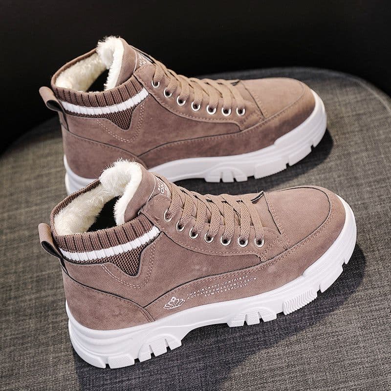image-Winter women's shoes plus velvet and thickened warm cotton shoes flat heel thick sole 2021 new Korean version versatile student high-top shoes for women