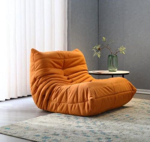 image-Ochao Yellow Velvet Lazy Sofa - Modern 66x50cm