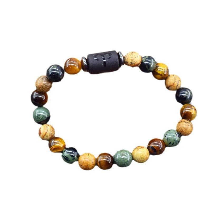 image-Tiger Eye Stone Zodiac Bracelet - Natural Stone Beaded