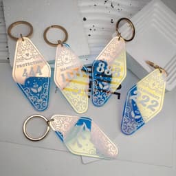 image-Acrylic Diamond Keychain - Color Changing Laser Pendant
