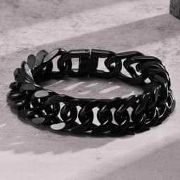 image-Men's Stainless Steel Bracelet - Black 15mm Double Woven