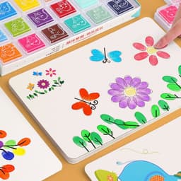 image-Children's finger print angel painting card kindergarten palm dot painting toys ink painting tools pigment non-toxic