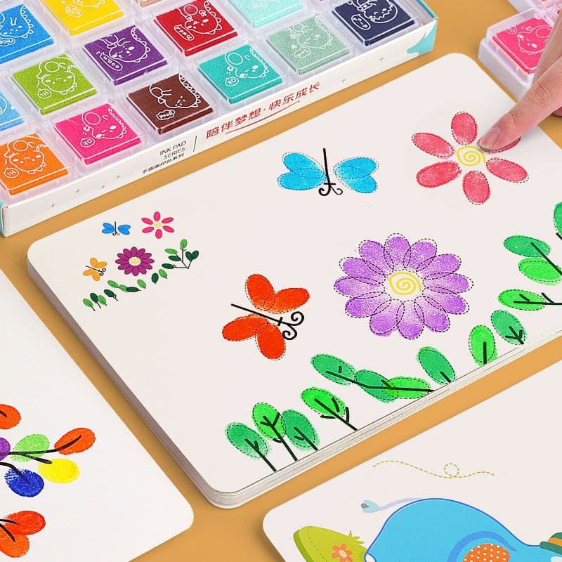 image-Children's finger print angel painting card kindergarten palm dot painting toys ink painting tools pigment non-toxic
