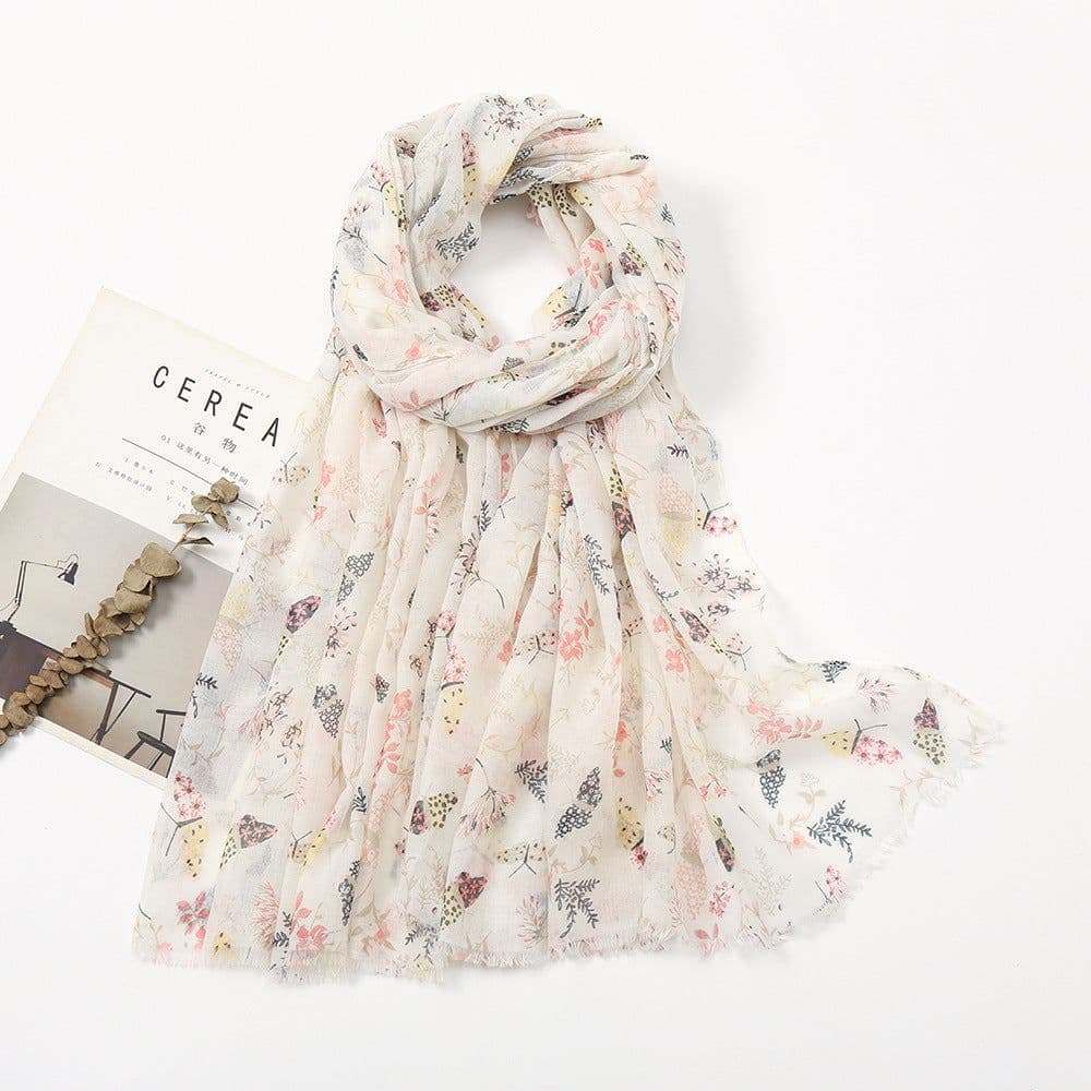 image-Japanese/Korean Butterfly Print Sun Protection Scarf, Beach Towel, 180x90cm