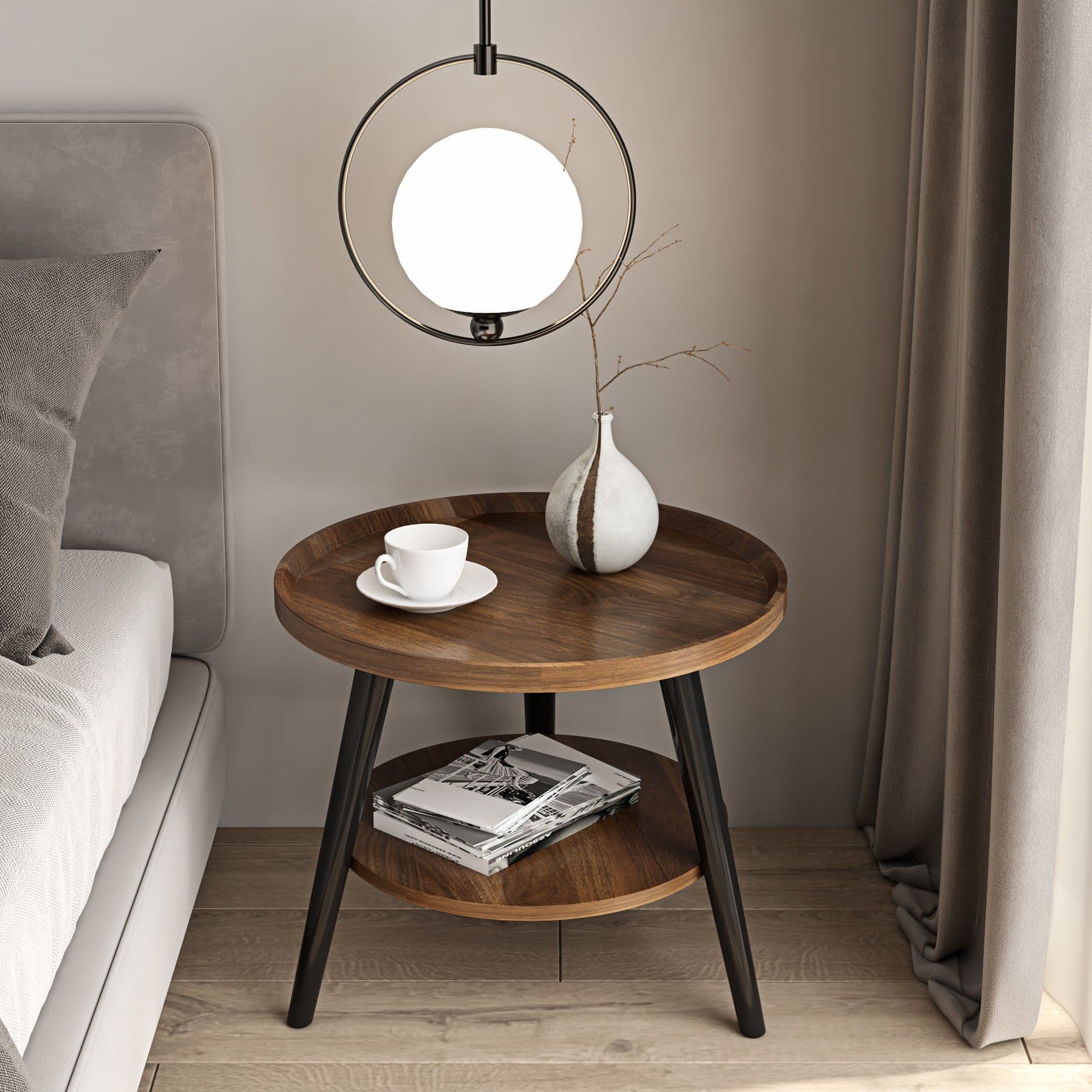 image-Bona Gold Square Coffee Table Round 60cm Black