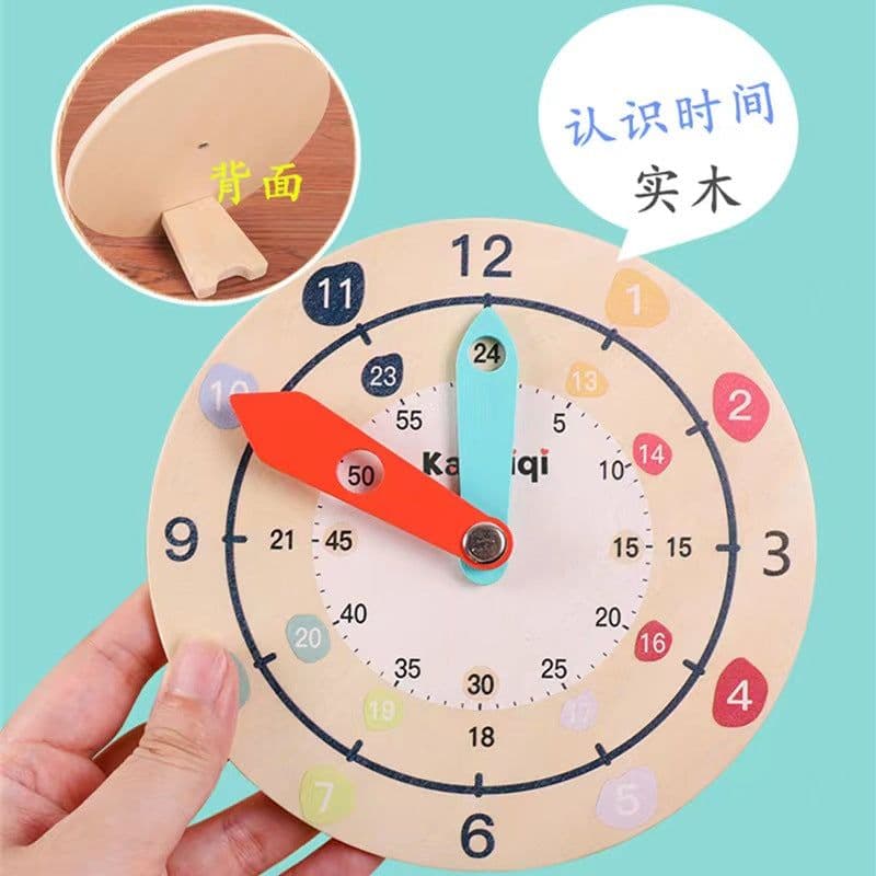 image-Little Naughty Bean Wooden Learning Clock - Kids Time Model, 4-6 Years