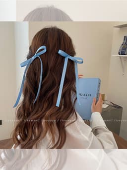 image-Sweet Salt Milk Blue Hair Accessories - 2pcs Streamers & Bows