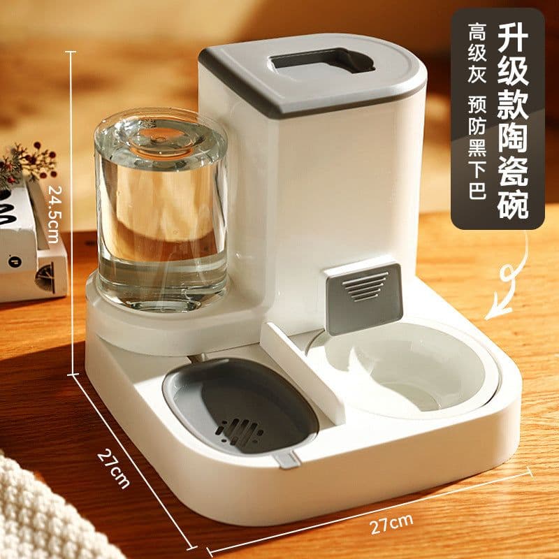 image-Large-Capacity Cat Dog Water Feeder Dispenser, Dry Wet Separation