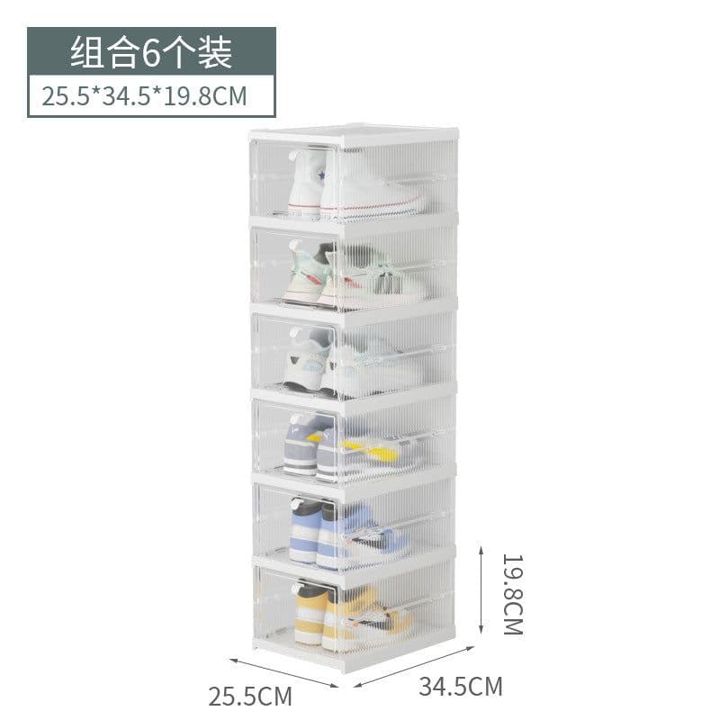 image-installation-free folding aj shoe storage box home simple combination shoe cabinet plastic dust-proof transparent shoe box