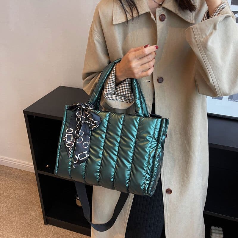 image-Cotton Tote Bag Women Camouflage Chain Shoulder Strap