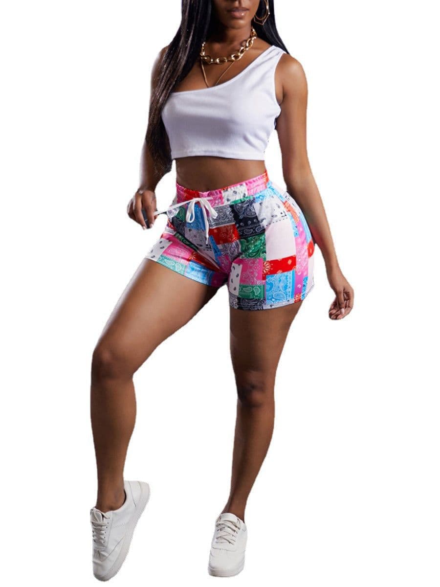 image-Finsenland European Summer Casual Pants - Paisley Print Shorts, XXXL
