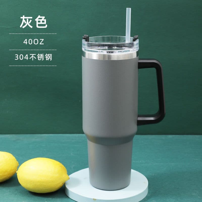 image-Qihao 40oz Stainless Steel Vacuum Insulated Car Cup - Dark Blue, 30oz Capacity