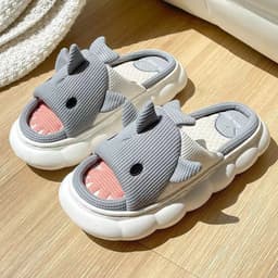 image-Xiaosha Thick-Soled Cotton Linen Slippers - Grey Size 44-45