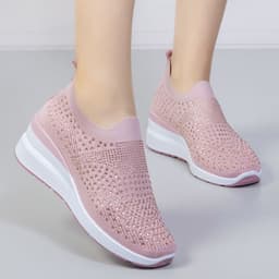 image-Casual sports shoes women's 2022 spring and autumn new inner heightening women's shoes thick bottom foreign trade shoes breathable mesh shoes women