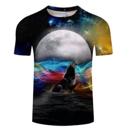 image-Wolf 3D Print T-Shirt - Black Short Sleeve