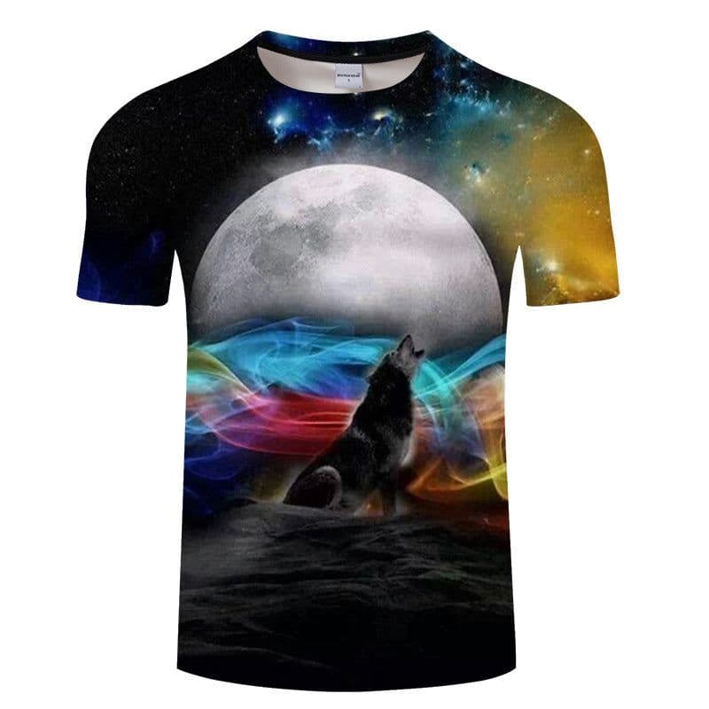 image-Wolf 3D Print T-Shirt - Black Short Sleeve