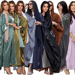image-Polyester Bright Satin Robe - Dark Pink Long Sleeve