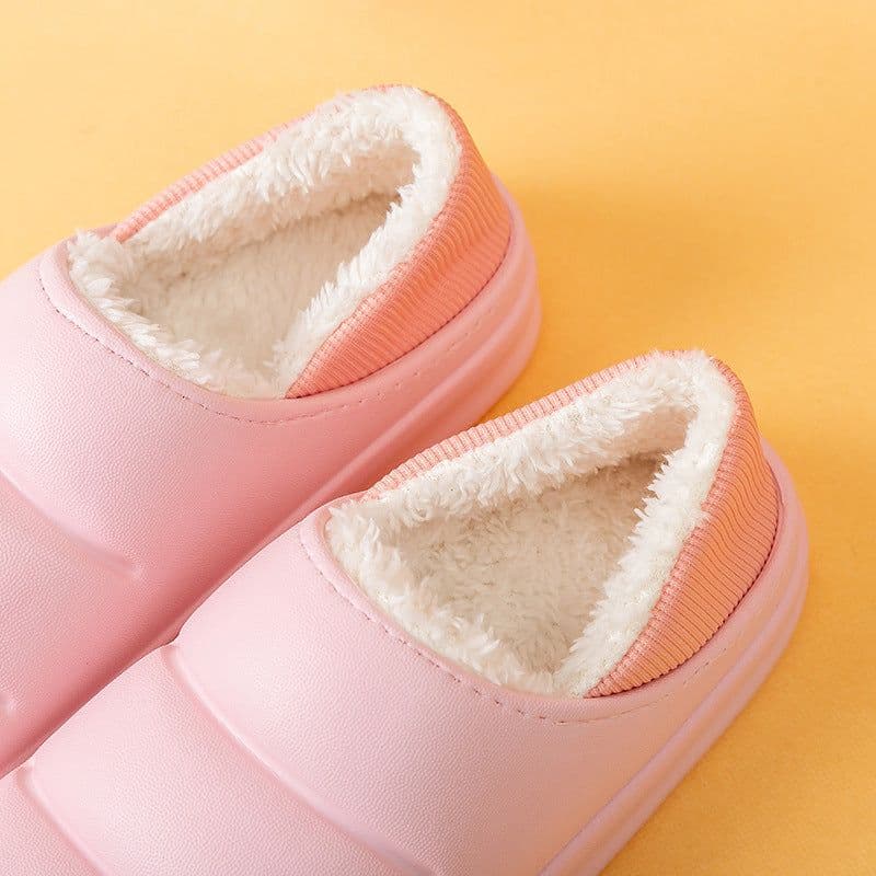 image-Waterproof Cotton Slippers Women Winter Bag Heel Home Furnishing Plush Thick Bottom Indoor Confinement Warm Cotton Shoes Men Wholesale