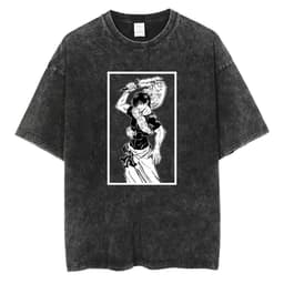 image-Black Cartoon T-Shirt, Breathable, XXXL, Loose Fit, Men's
