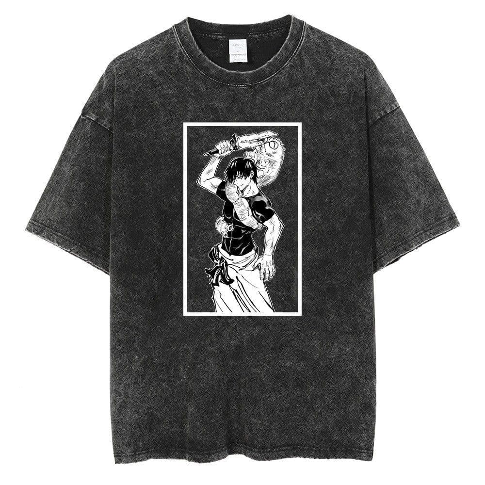 image-Black Cartoon T-Shirt, Breathable, XXXL, Loose Fit, Men's