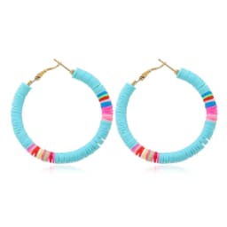 image-Cross-border European and American ins style simple bohemian C-shaped earrings female handmade colorful soft pottery personality earrings female