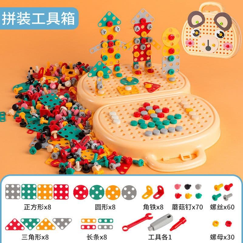 image-Children's pretend screw tightening educational toys simulation electric screwdriver assembly repair tool box baby toys