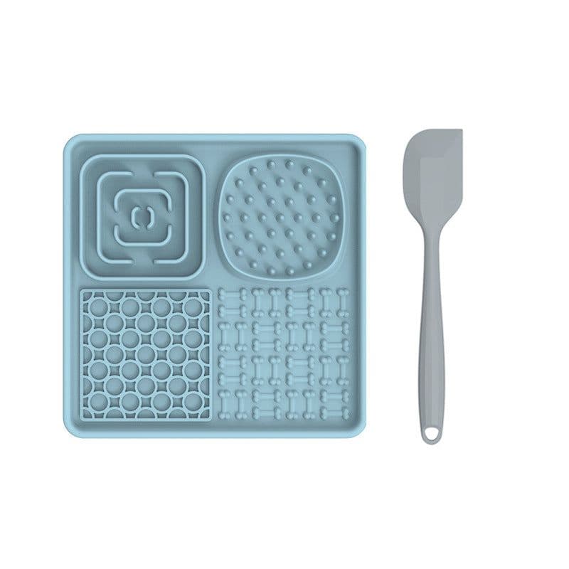 image-Pet Licking Mat - Blue Silica Gel Slow Feed Placemat, Gift (60 characters)