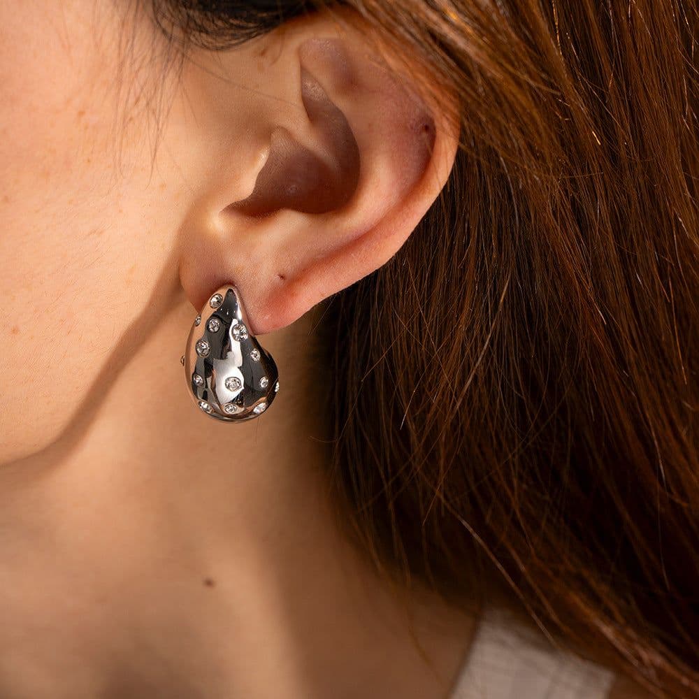 image-18K Gold Plated Stainless Steel Zircon Earrings Women