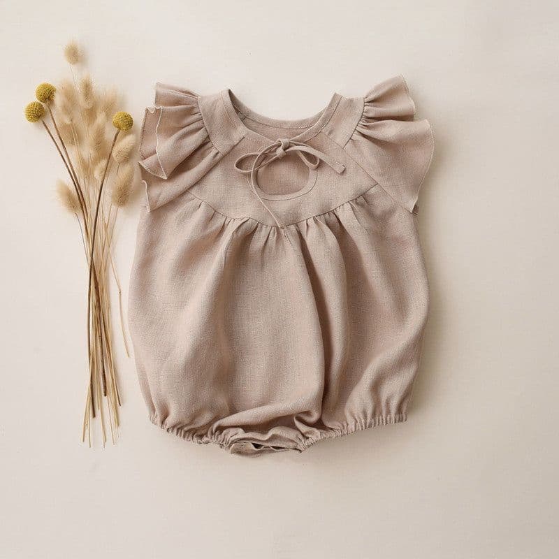 image-2023 summer ruffled cotton hemp triangle romper baby romper onesie baby bag fart clothes ins doll collar