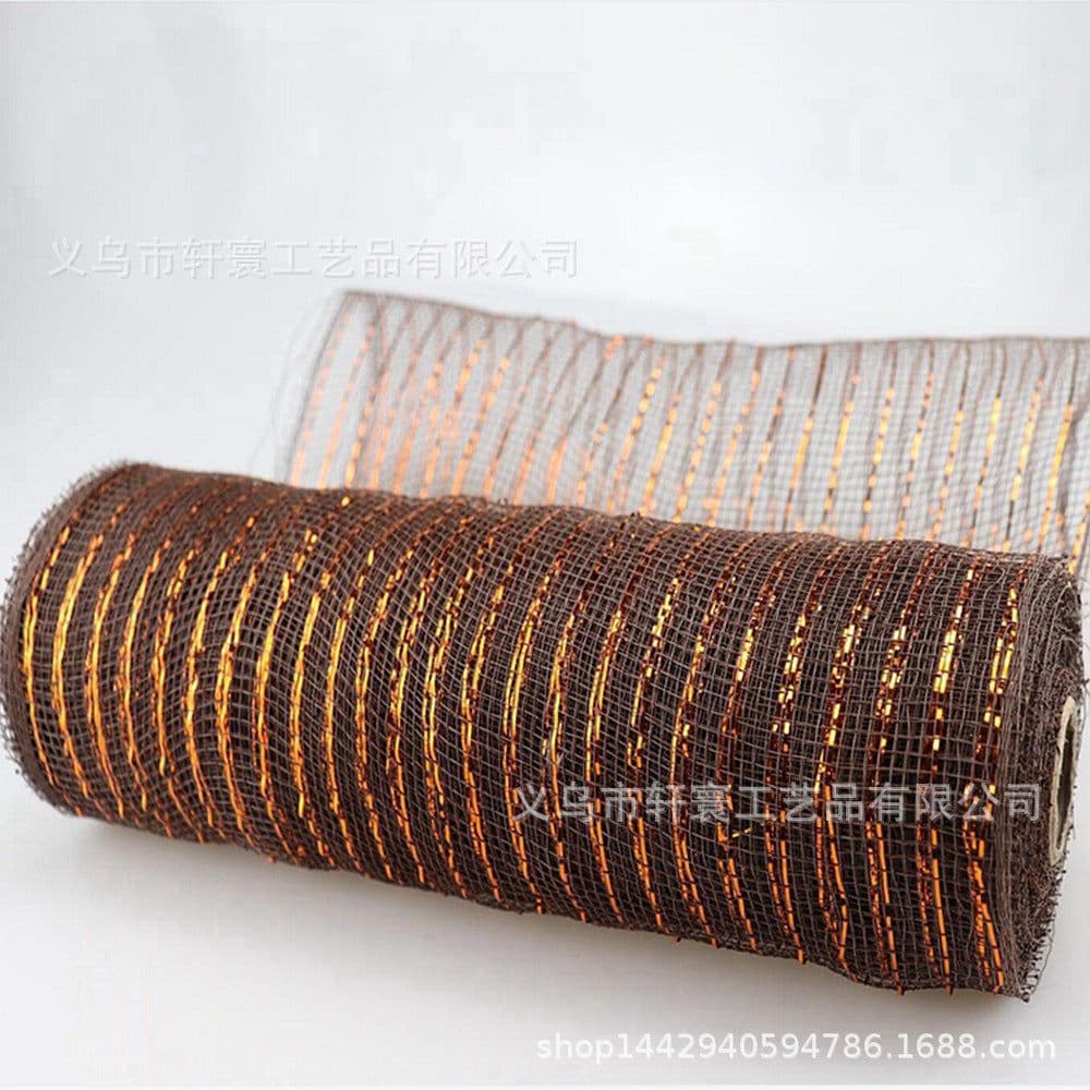 image-Christmas Wire Mesh Packaging - Red & White Strips 26cm x 10yds