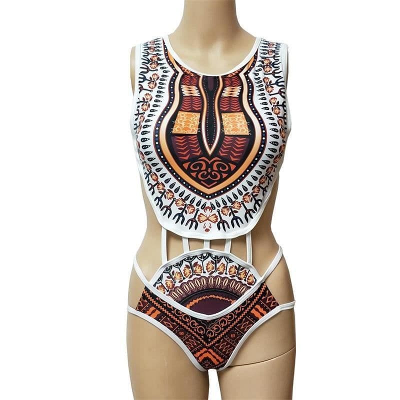 image-Women's One-Piece Swimsuit - Floral Yellow XXL
