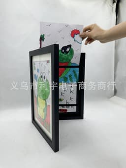 image-Cross-border new Kids Art Frames children's art photo frame wooden oil painting storage box flip photo frame