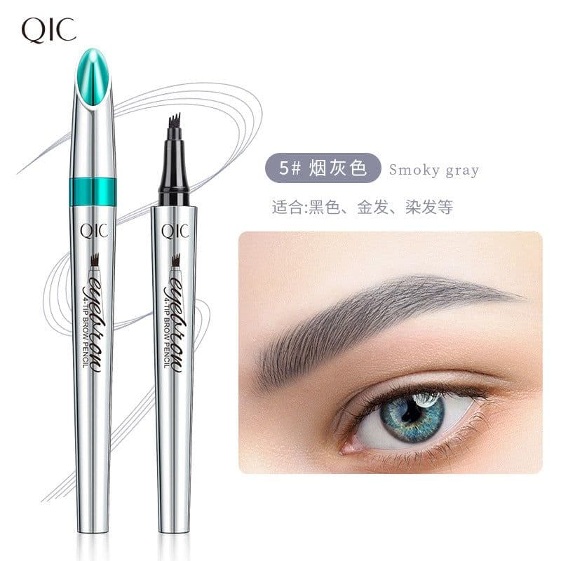 image-Cross-border QIC Japanese four-head eyebrow pencil imitation wild eyebrow waterproof non-smudge four-claw forked liquid eyebrow pencil